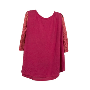 Women's Pink Lace 3/4 Sleeve Top